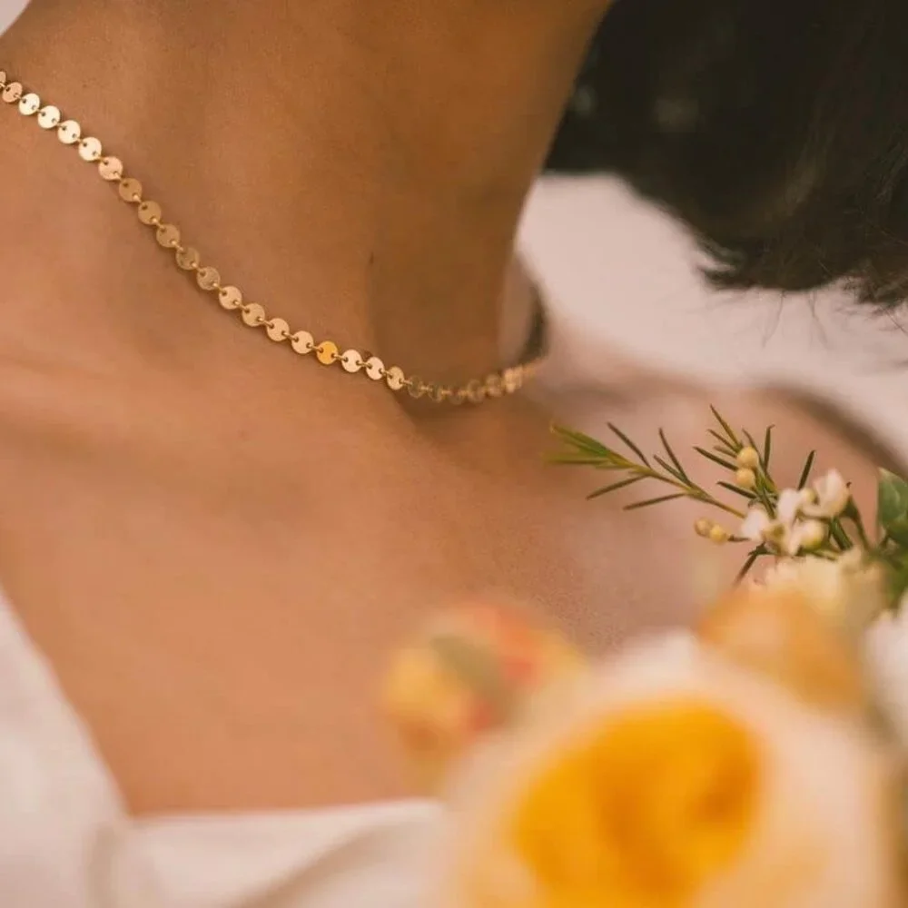 for Women 14k Gold Plated Sterling Silver Satellite Choker Necklace Paperclip Ch - Picture 4 of 6